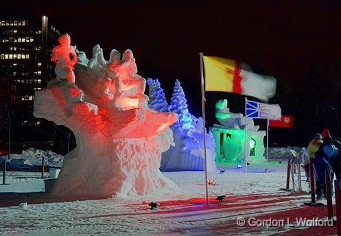 Winterlude 2010 Snow Sculptures_14166.jpg - Winterlude ('Bal de Neige' in French) is the annual winter festivalof Canada's capital region (Ottawa, Ontario and Gatineau, Quebec).Photographed at Gatineau (Hull), Quebec, Canada.